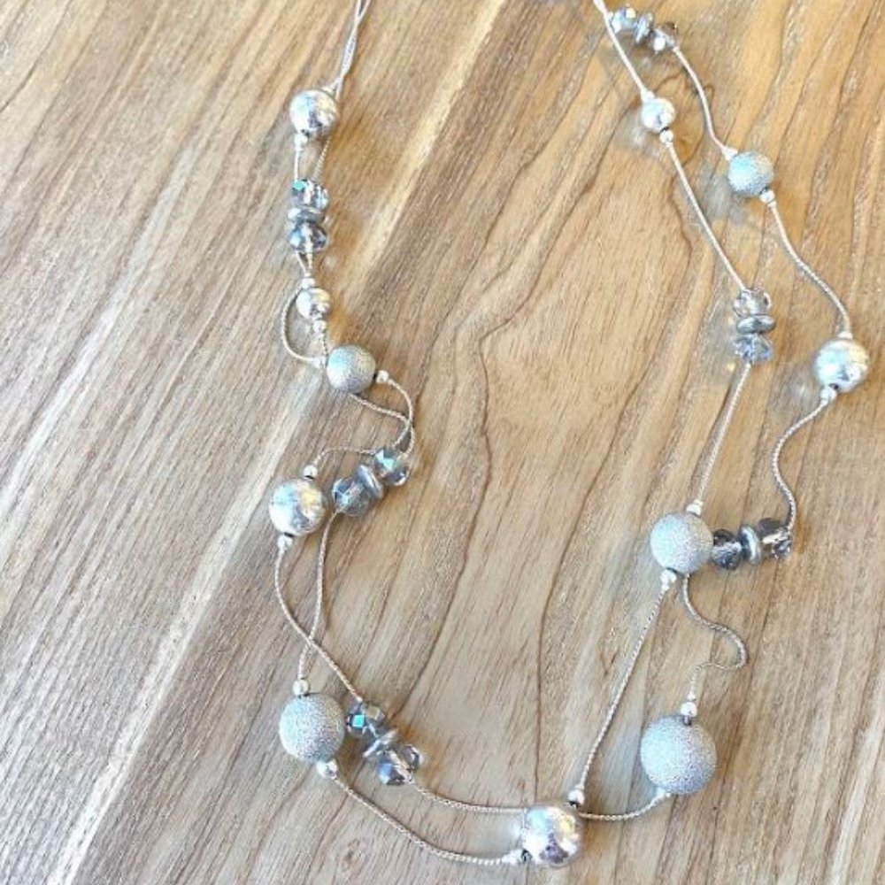 Long Silver Statement Necklace